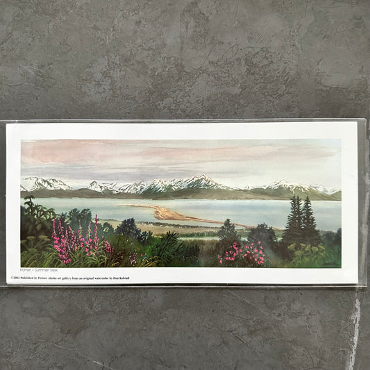 "Homer Summer View" Water Color Painting 4x8" Art Print