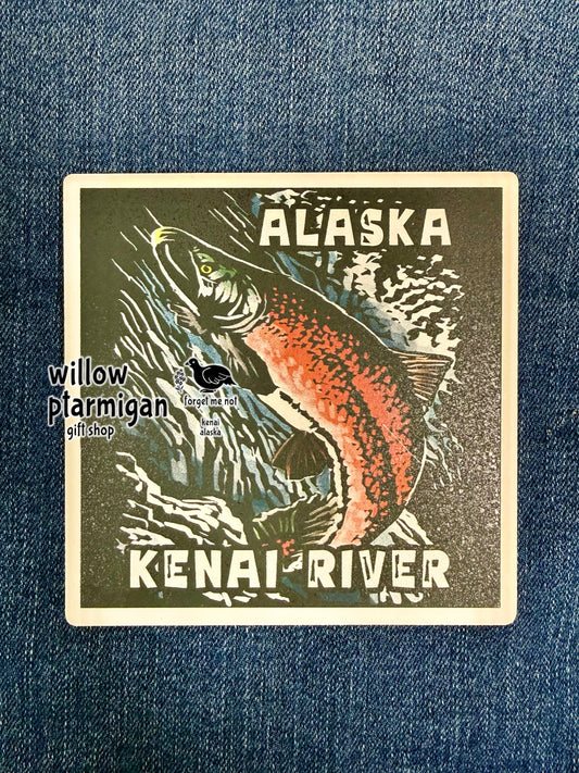 Kenai River Salmon Alaska Art Tile Ceramic Coaster