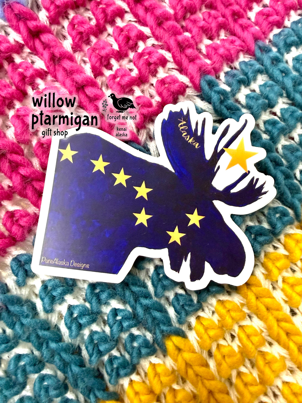 Alaska Flag Moose Sticker PAK