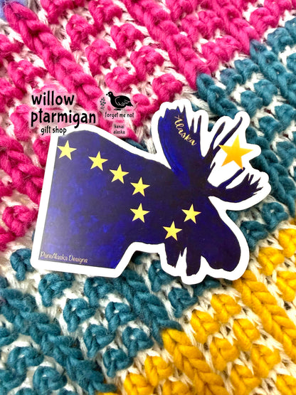 Alaska Flag Moose Sticker PAK