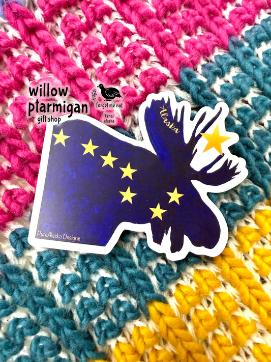 Alaska Flag Moose Sticker PAK