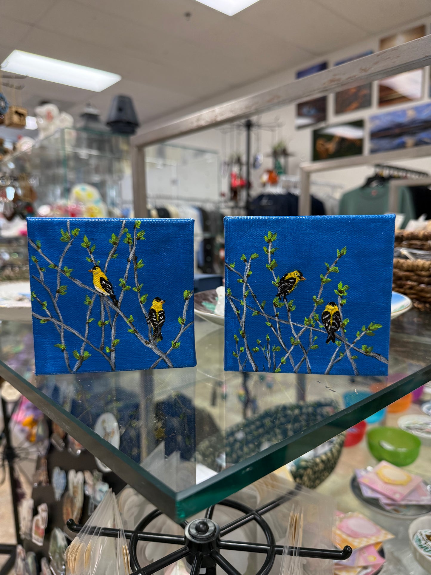 "Goldfinch Spring 2" Acrylic on Canvas Painting OMCH