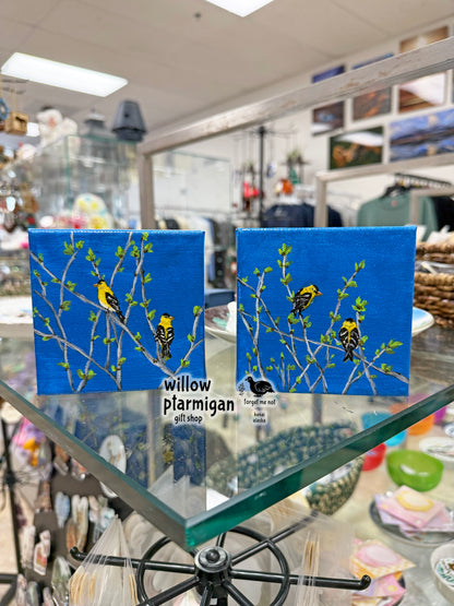 "Goldfinch Spring 3" Acrylic on Canvas Painting OMCH