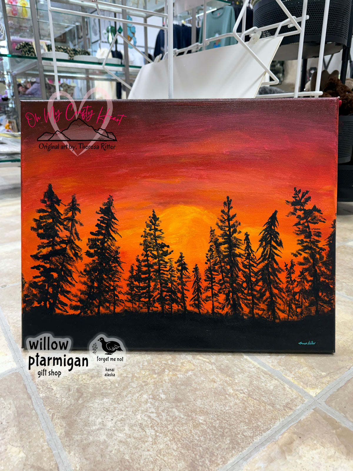 "Kenai Sunset" Acrylic on Canvas Painting OMCH