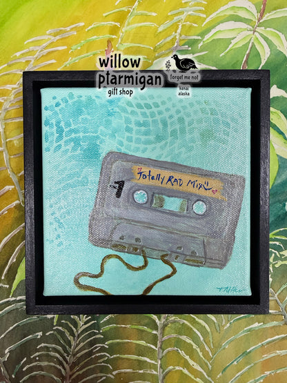"Rad Mix" 80's Cassette Tape Painting Multimedia Artwork OMCH