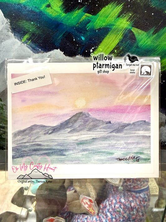 Alaska Notecard "Pastel Sunset", Thank You OMCH