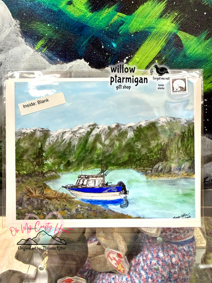 Alaska Notecard "Adventure Time" Boat, Blank OMCH