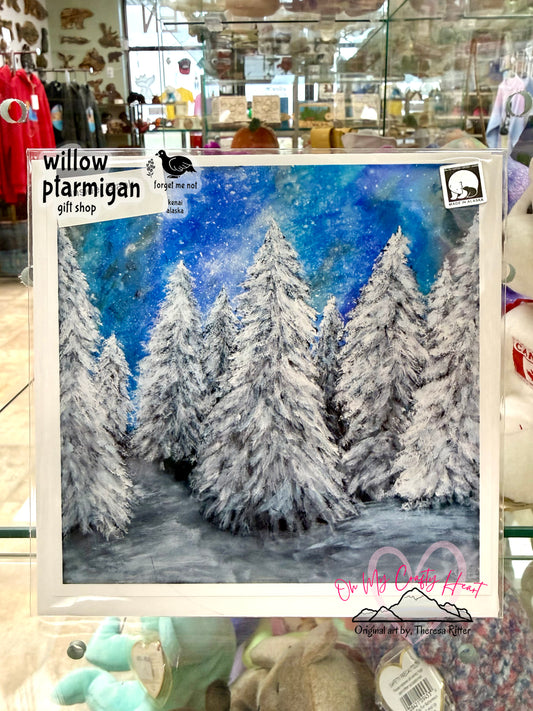 Alaska Notecard "Snowy Trees", Blank OMCH