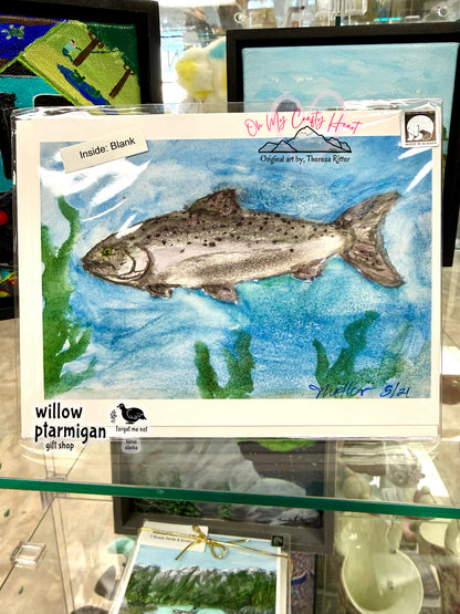 Alaska Notecard "King" Salmon, Blank OMCH