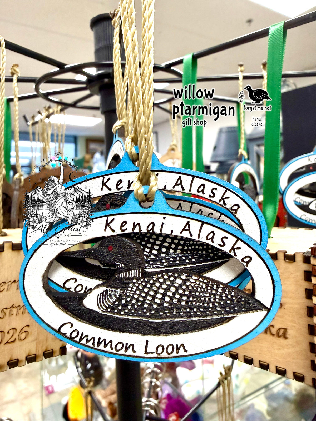 Wood Holiday Christmas Ornaments Kenai Alaska, 4 Styles AEE