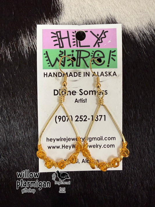 Drop Wire Wrap Dangle Earrings, 3 Colors HW