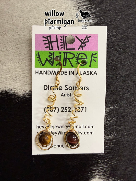 Coil Wire Wrap Dangle Earrings, 3 Colors HW