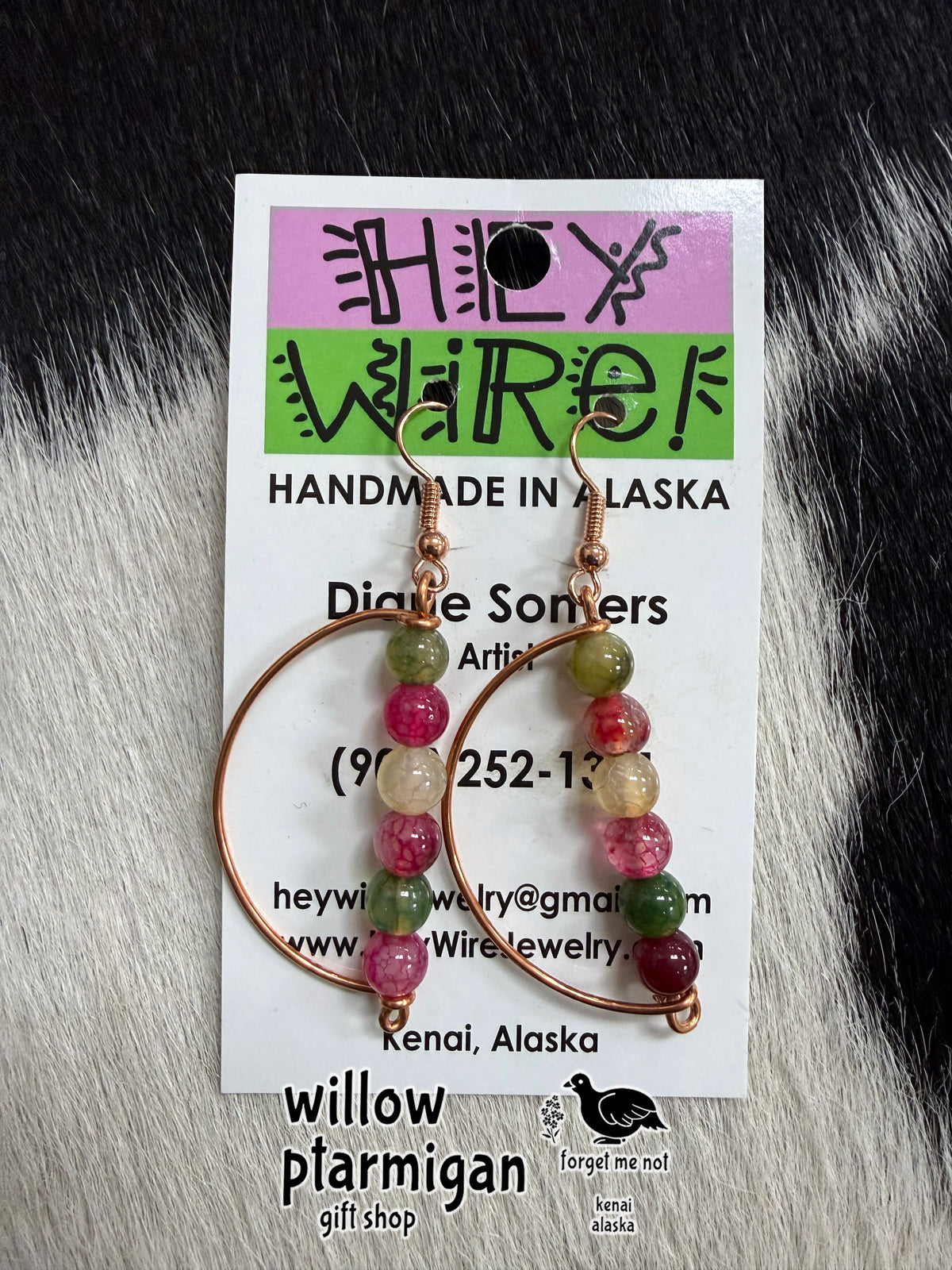 Crescent Wire Wrap Dangle Earrings, 4 Colors HW