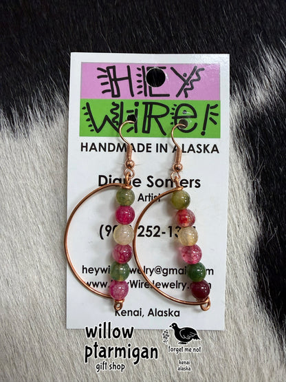 Crescent Wire Wrap Dangle Earrings, 4 Colors HW