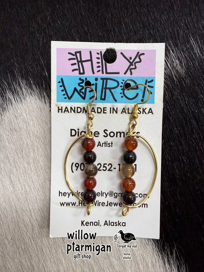 Crescent Wire Wrap Dangle Earrings, 4 Colors HW