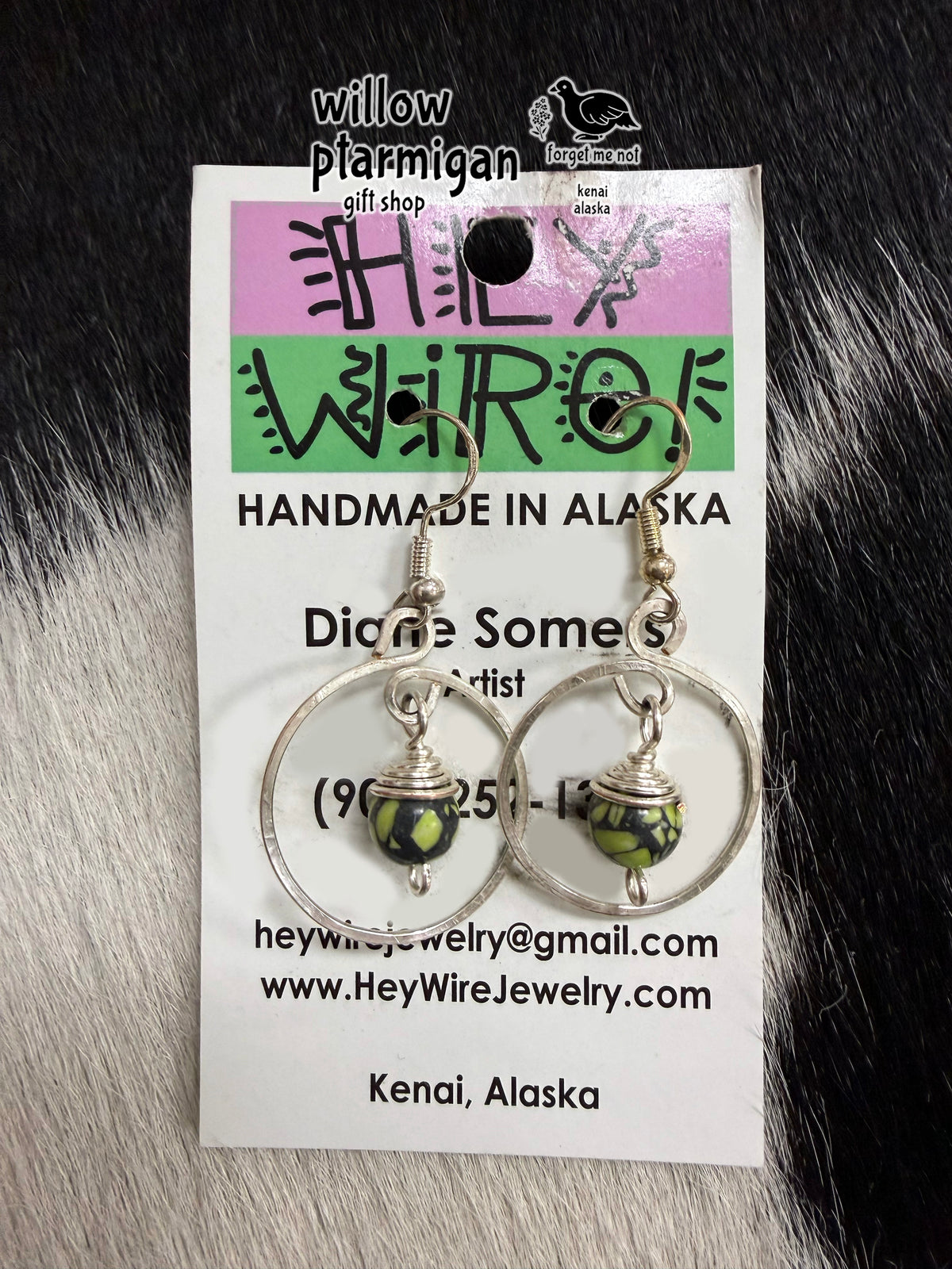 Orbit Bead Hoop Wire Wrap Dangle Earrings HW