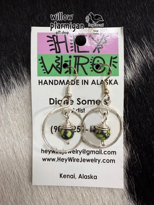 Orbit Bead Hoop Wire Wrap Dangle Earrings HW