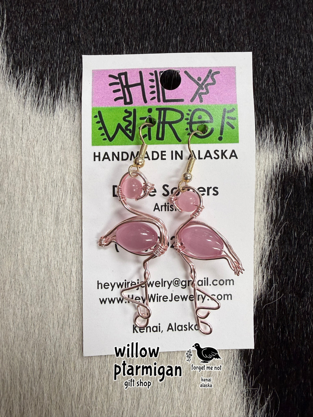 Flamingo Wire Wrap Dangle Earrings HW