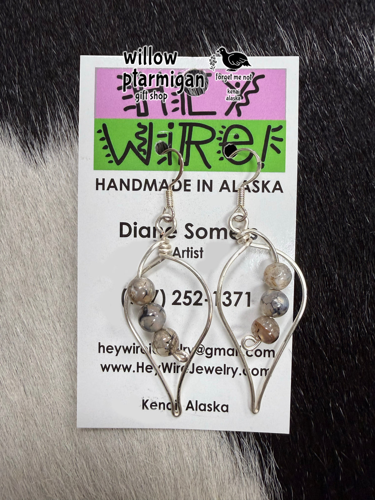 Marquise Tri Bead Wire Wrap Dangle Earrings, 3 Styles HW