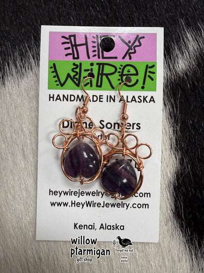 Paw Wire Wrap Dangle Earrings, 3 Colors HW