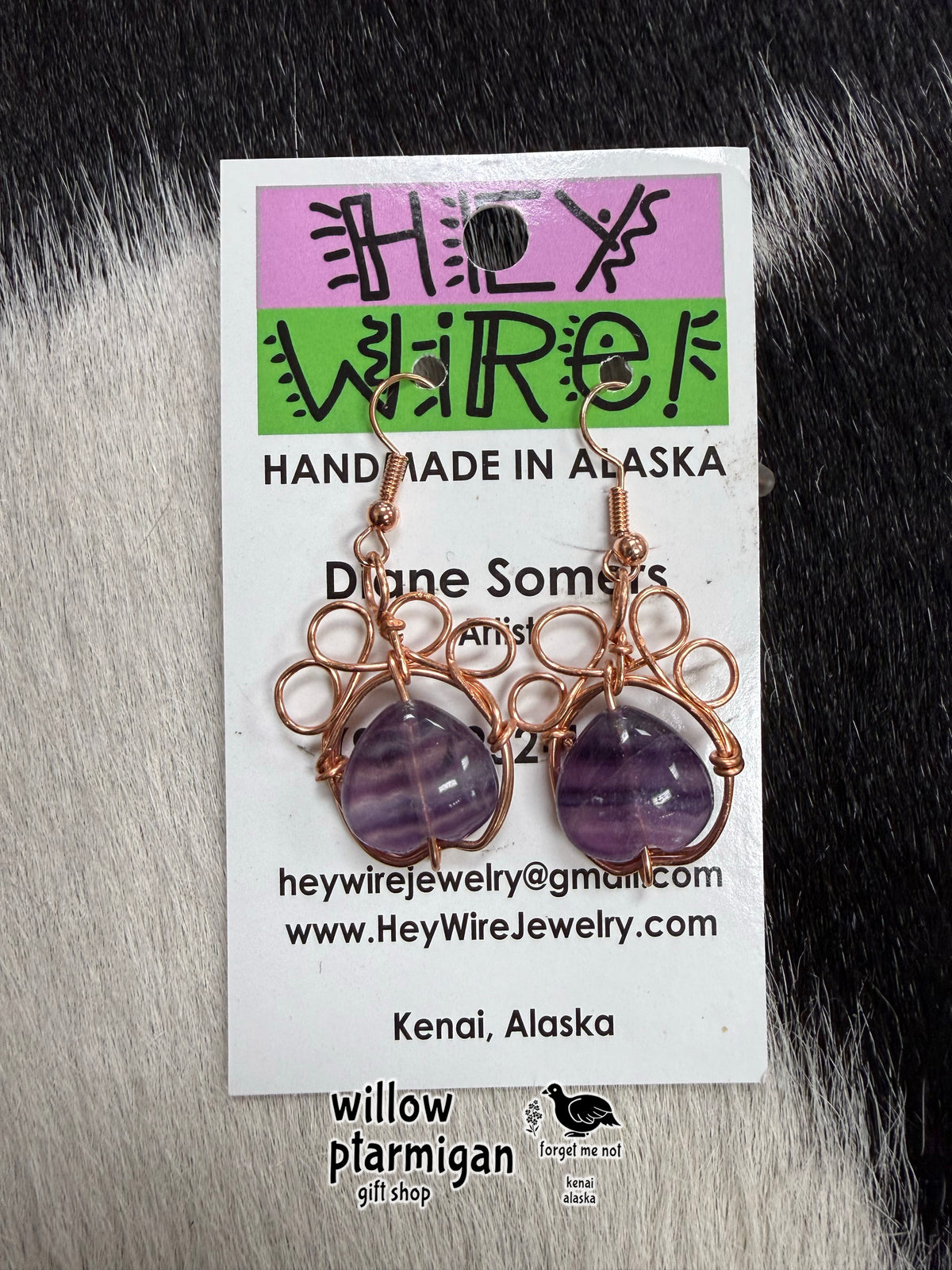 Paw Wire Wrap Dangle Earrings, 3 Colors HW