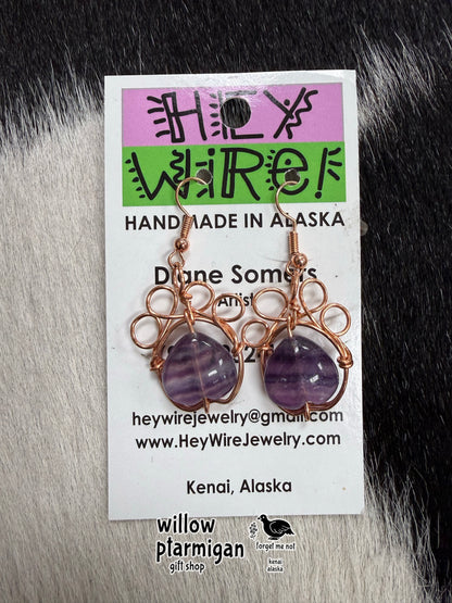 Paw Wire Wrap Dangle Earrings, 3 Colors HW