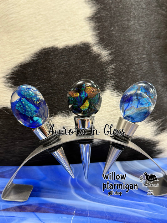 Fused Glass Art Wine Bottle Topper-Stopper AIG