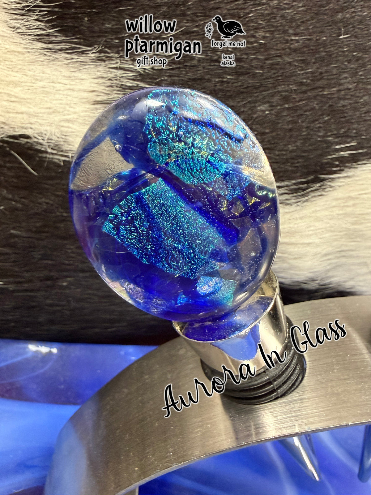 Fused Glass Art Wine Bottle Topper-Stopper AIG