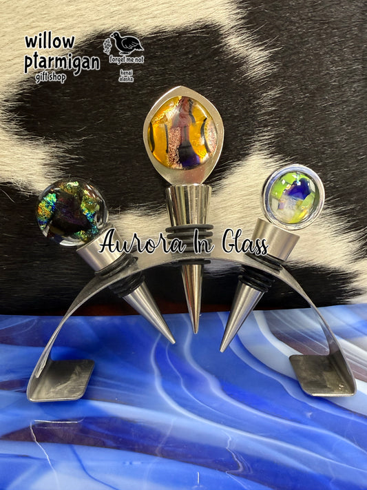 Fused Glass Art Wine Bottle Topper-Stopper AIG