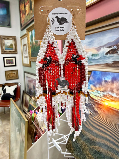 Alaska Cardinal 2 Bead Earrings