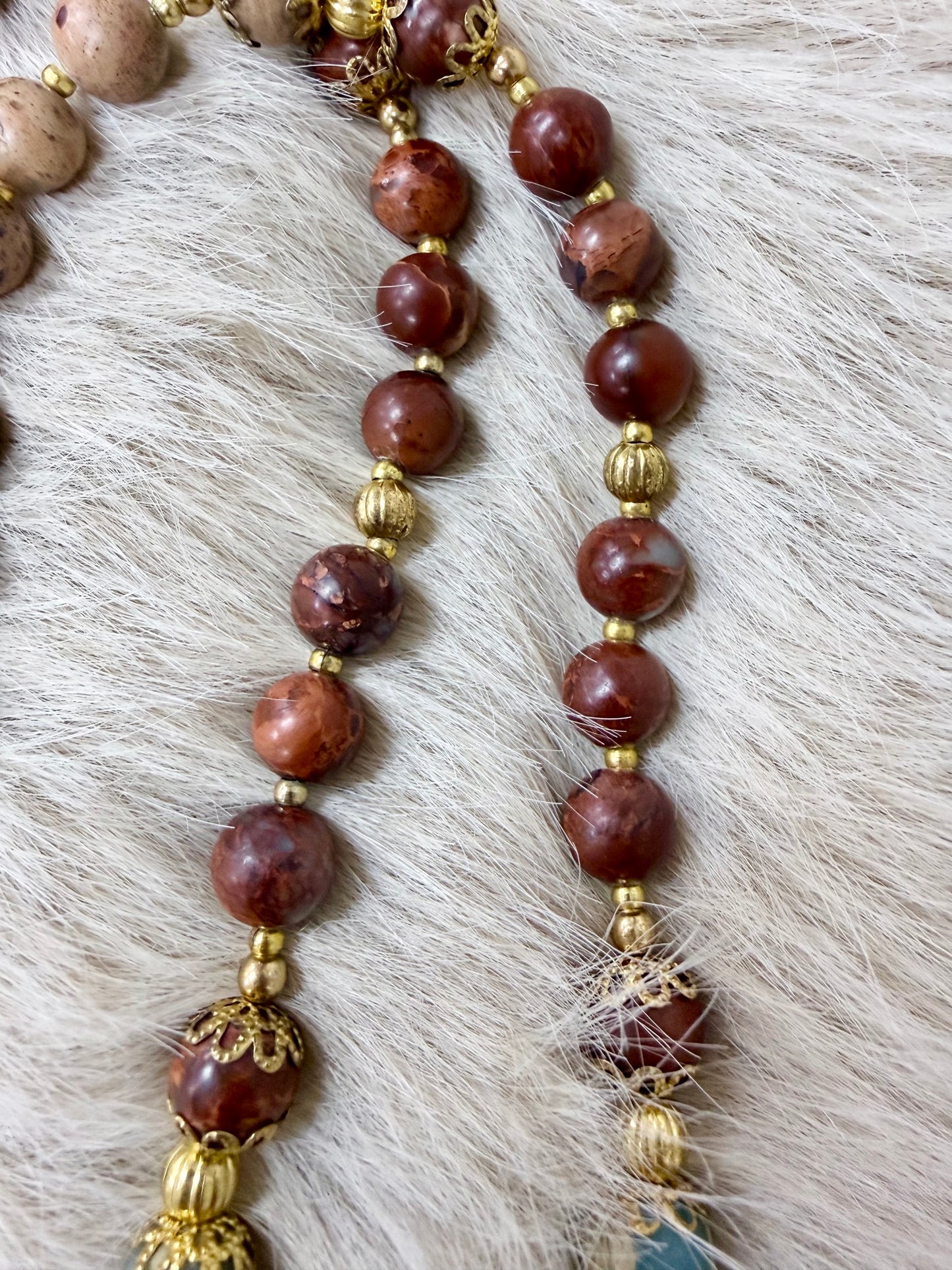 Alaska Handcarved Bone Whale Tail & Beads Necklace KBC