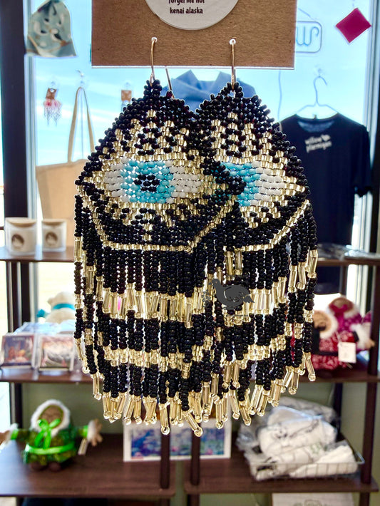 Taleen God's Eye Protection Beaded Fringe Earrings