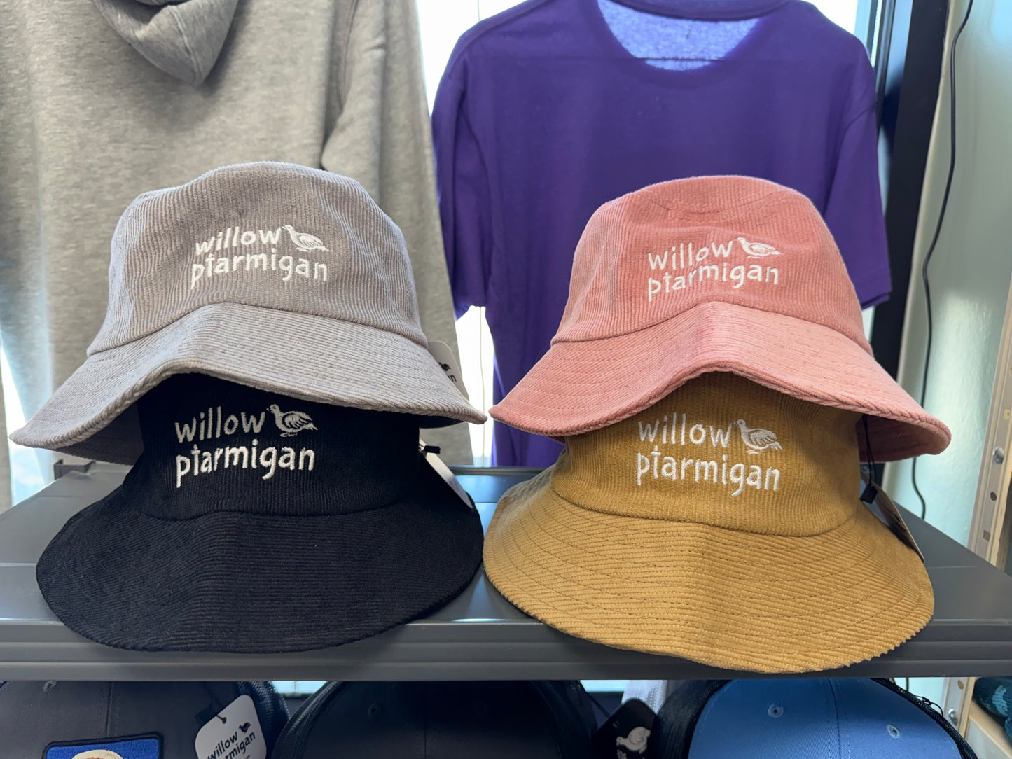 Alaska Willow Ptarmigan Corduroy Bucket Hat, 4 Colors