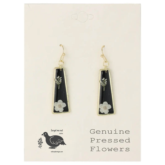 Black Gold Bar Dried Flower Earrings
