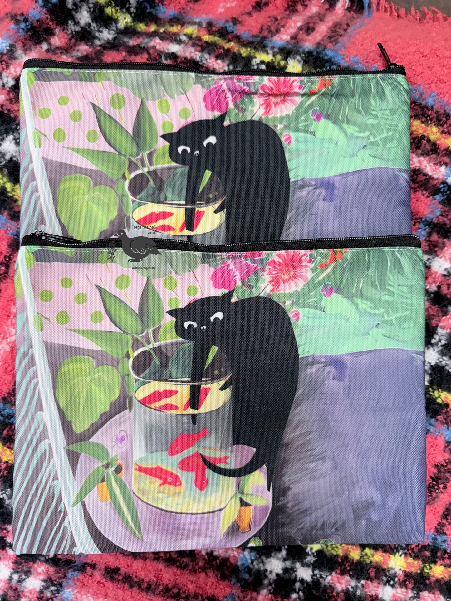 Cat & Goldfish Caper Cosmetic Bag