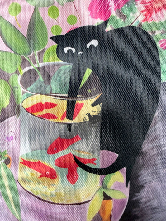 Cat & Goldfish Caper Cosmetic Bag