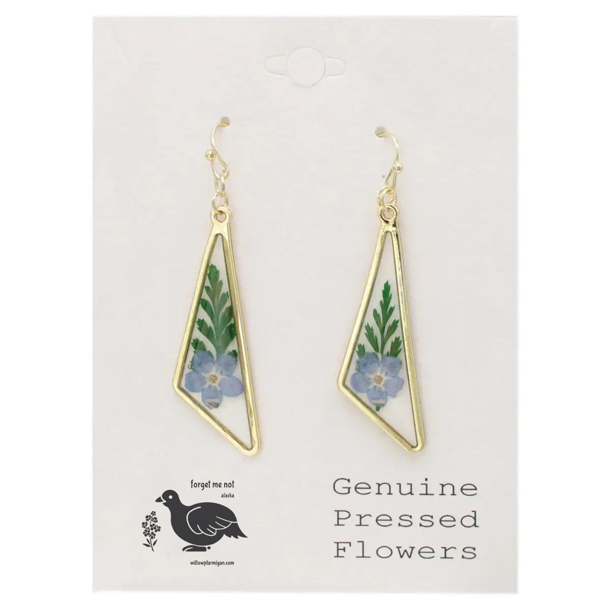 Forget Me Not Triangle Dried Flower Earrings
