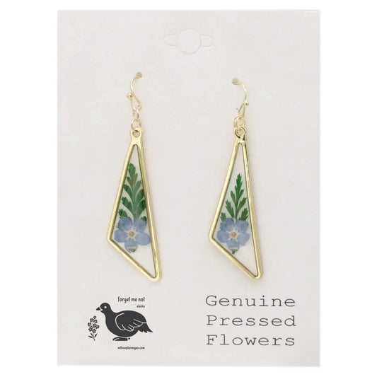 Forget Me Not Triangle Dried Flower Earrings