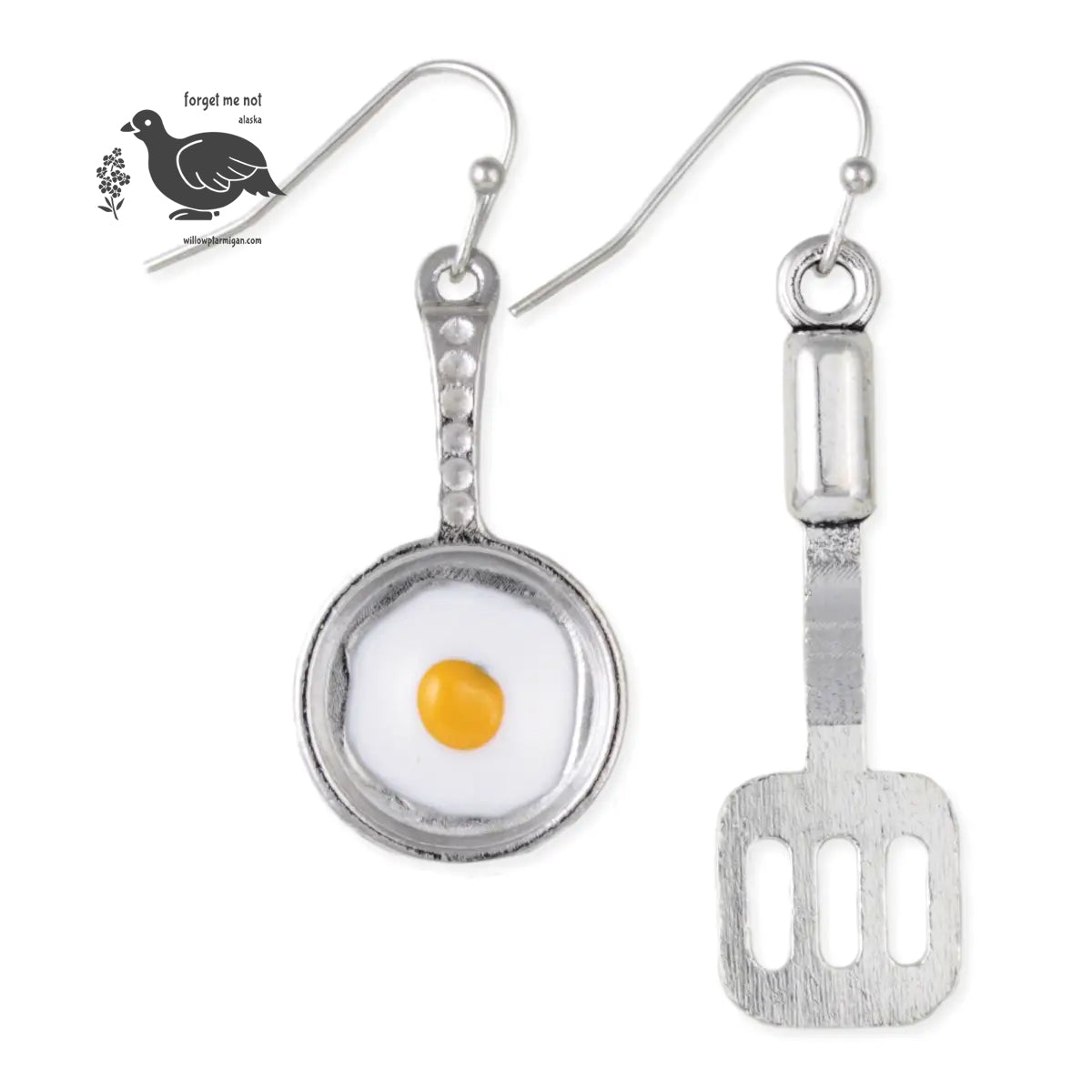 Fry 'Em Up Eggs Pan Spatula Dangle Earrings