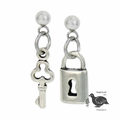 Antique Lock N Key Dangle Earrings