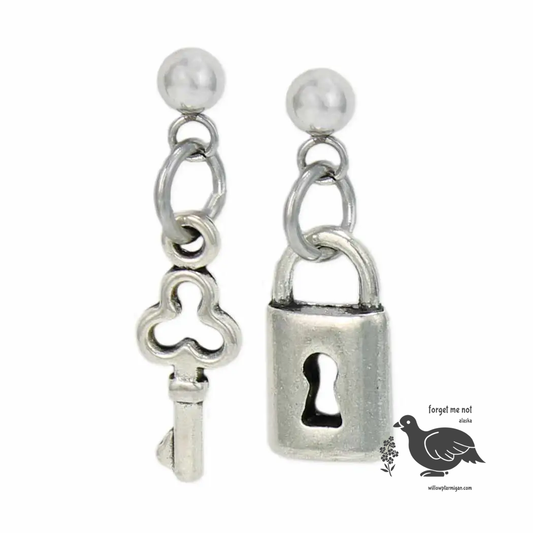 Antique Lock N Key Dangle Earrings