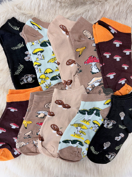 Mushroom Mania Bootie Ankle Socks, Asst