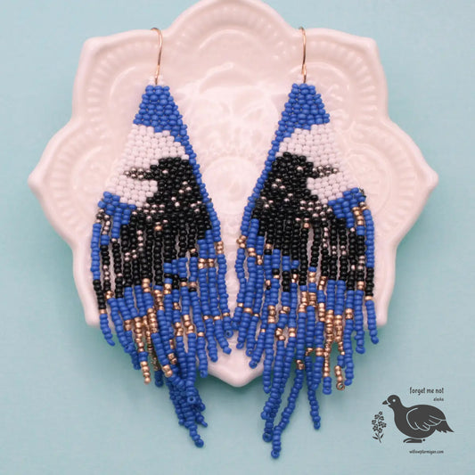 Rhiannon Mystic Raven Beaded Fringe Earrings