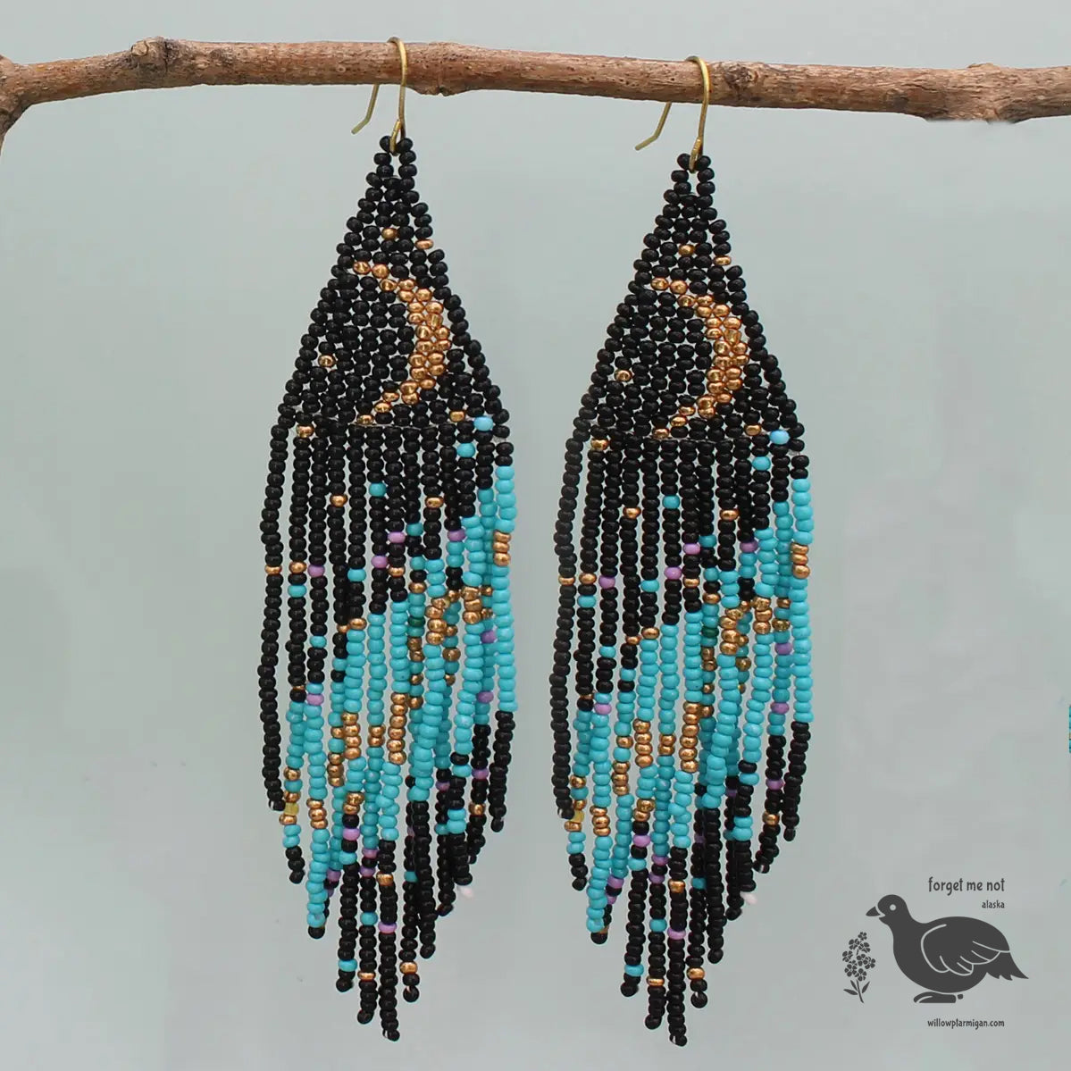 Selene Mystic Moon Goddess Beaded Fringe Earrings
