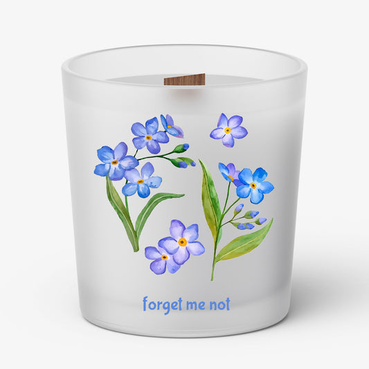 Forget-Me-Not Wood Wick Candle, 12oz Glass Jar