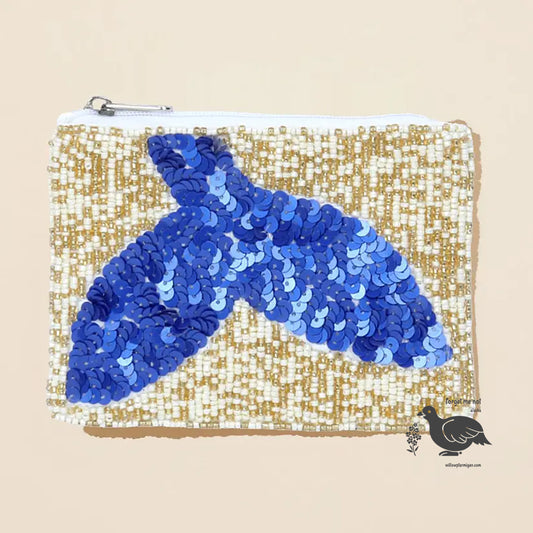 Alaska WHALE TAIL Sequins & Bead Mini Pouch Bag