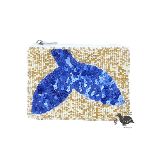 Alaska WHALE TAIL Sequins & Bead Mini Pouch Bag