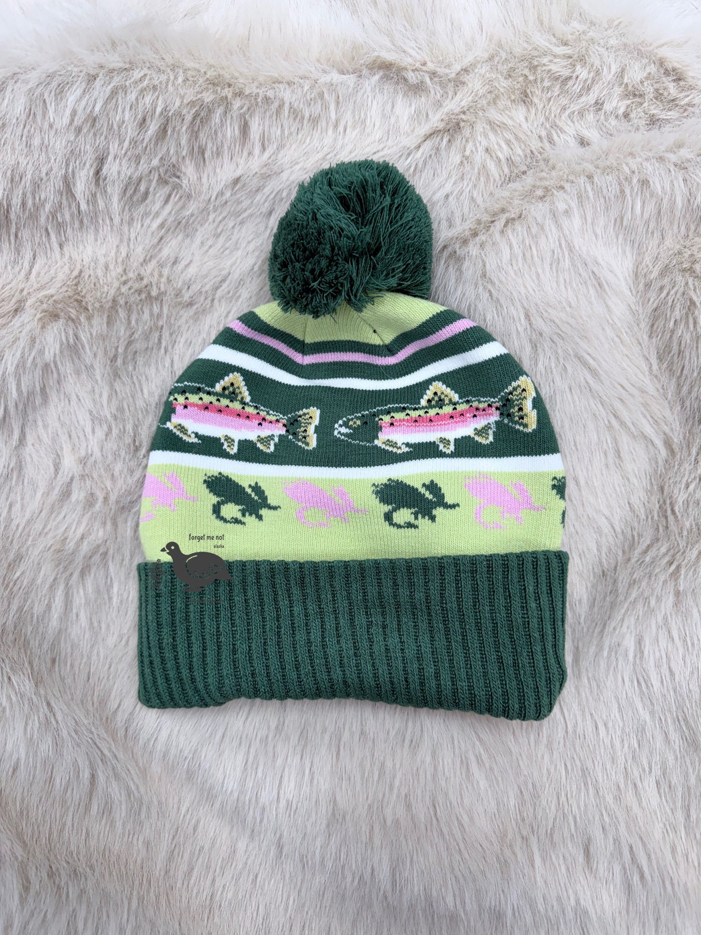 Alaska Rainbow Trout Pom Beanie
