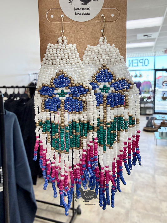 Alaska Blue Wildflower Bead Earrings