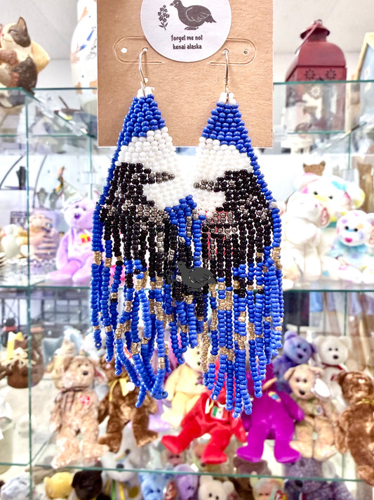 Alaska Rhiannon Mystic Raven Beaded Fringe Earrings